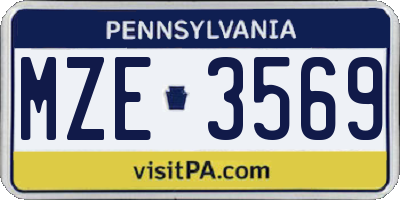 PA license plate MZE3569