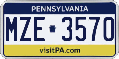 PA license plate MZE3570
