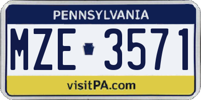 PA license plate MZE3571
