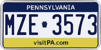 PA license plate MZE3573