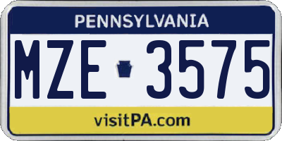 PA license plate MZE3575