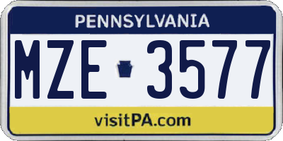 PA license plate MZE3577