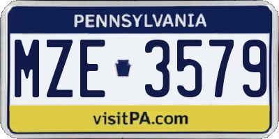 PA license plate MZE3579