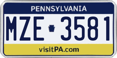 PA license plate MZE3581