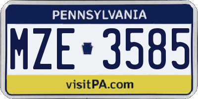 PA license plate MZE3585