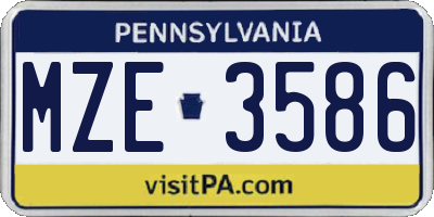 PA license plate MZE3586