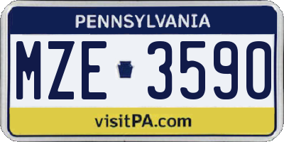PA license plate MZE3590