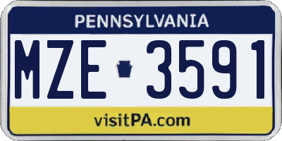 PA license plate MZE3591