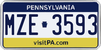 PA license plate MZE3593