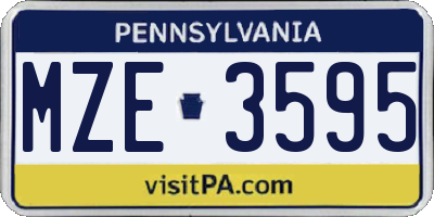 PA license plate MZE3595