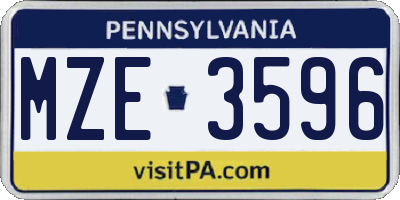 PA license plate MZE3596