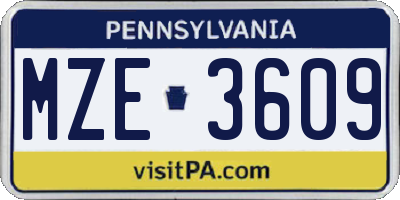 PA license plate MZE3609