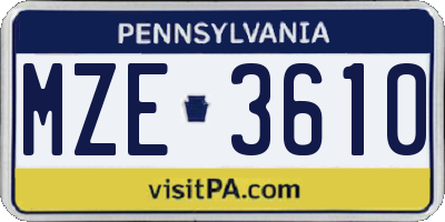 PA license plate MZE3610