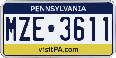 PA license plate MZE3611