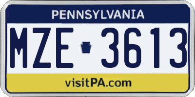 PA license plate MZE3613