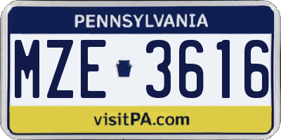 PA license plate MZE3616