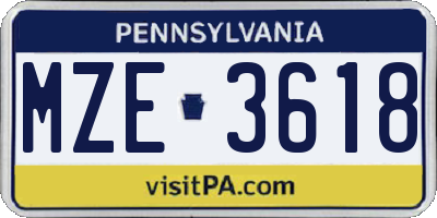 PA license plate MZE3618