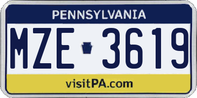 PA license plate MZE3619