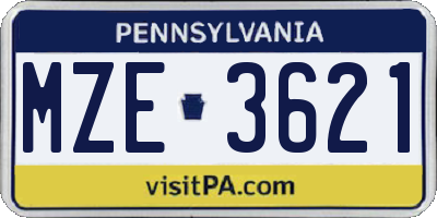 PA license plate MZE3621