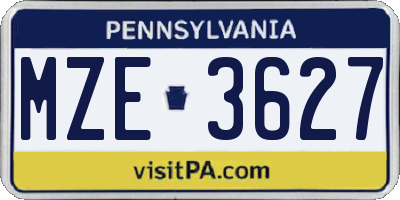 PA license plate MZE3627