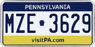 PA license plate MZE3629