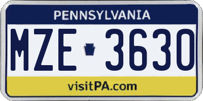 PA license plate MZE3630