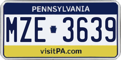 PA license plate MZE3639
