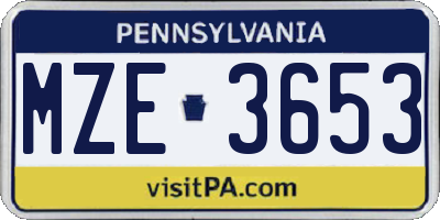 PA license plate MZE3653