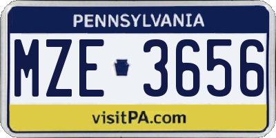 PA license plate MZE3656