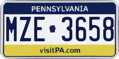 PA license plate MZE3658