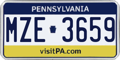 PA license plate MZE3659