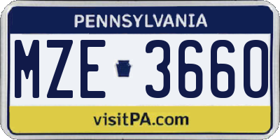 PA license plate MZE3660