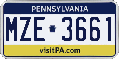 PA license plate MZE3661