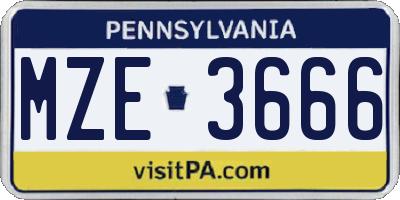 PA license plate MZE3666