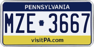PA license plate MZE3667