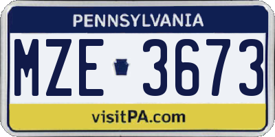 PA license plate MZE3673