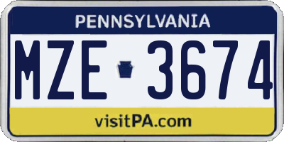 PA license plate MZE3674