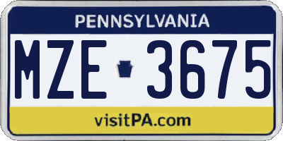 PA license plate MZE3675