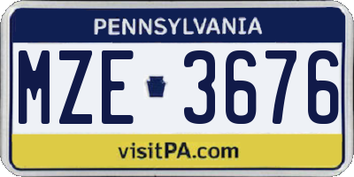PA license plate MZE3676