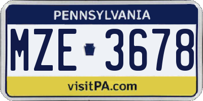 PA license plate MZE3678