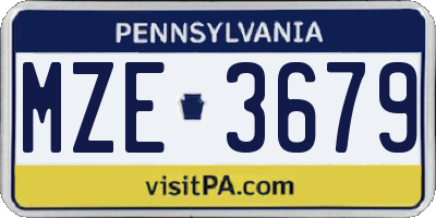 PA license plate MZE3679