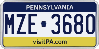 PA license plate MZE3680