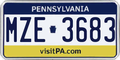 PA license plate MZE3683