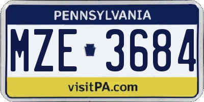 PA license plate MZE3684