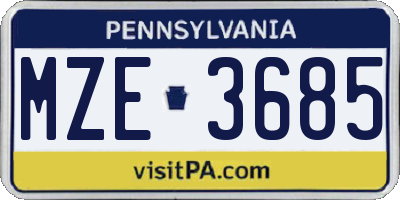 PA license plate MZE3685