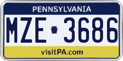 PA license plate MZE3686