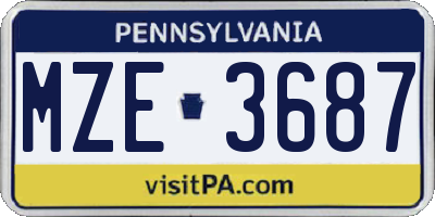 PA license plate MZE3687