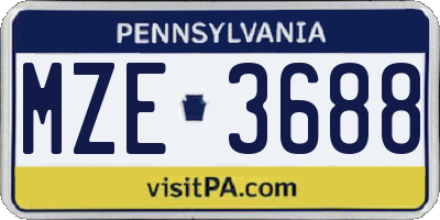 PA license plate MZE3688