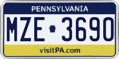 PA license plate MZE3690