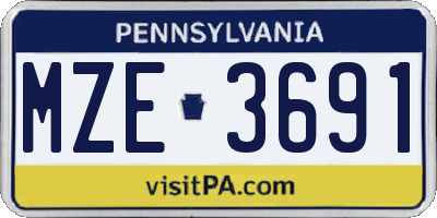 PA license plate MZE3691